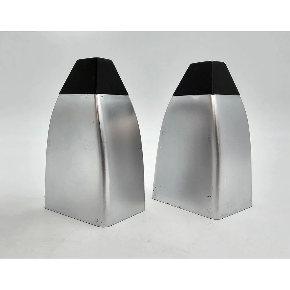 Salt & Pepper Shakers Brushed Chrome Look Lucite Atomic Wedge Shape Seasoning